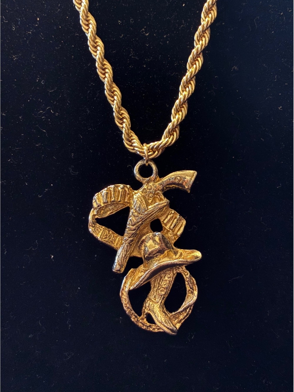 Western Heritage Pendant Necklace – Cowboy Boot, Hat, & Revolver Charm 24”